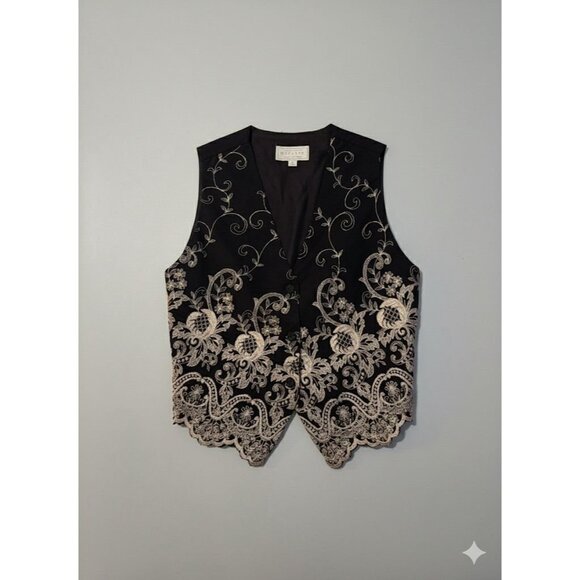 Express Vtg International Campaign Woven Tapestry Textured Vest SZ M PTP 20 - Picture 2 of 4